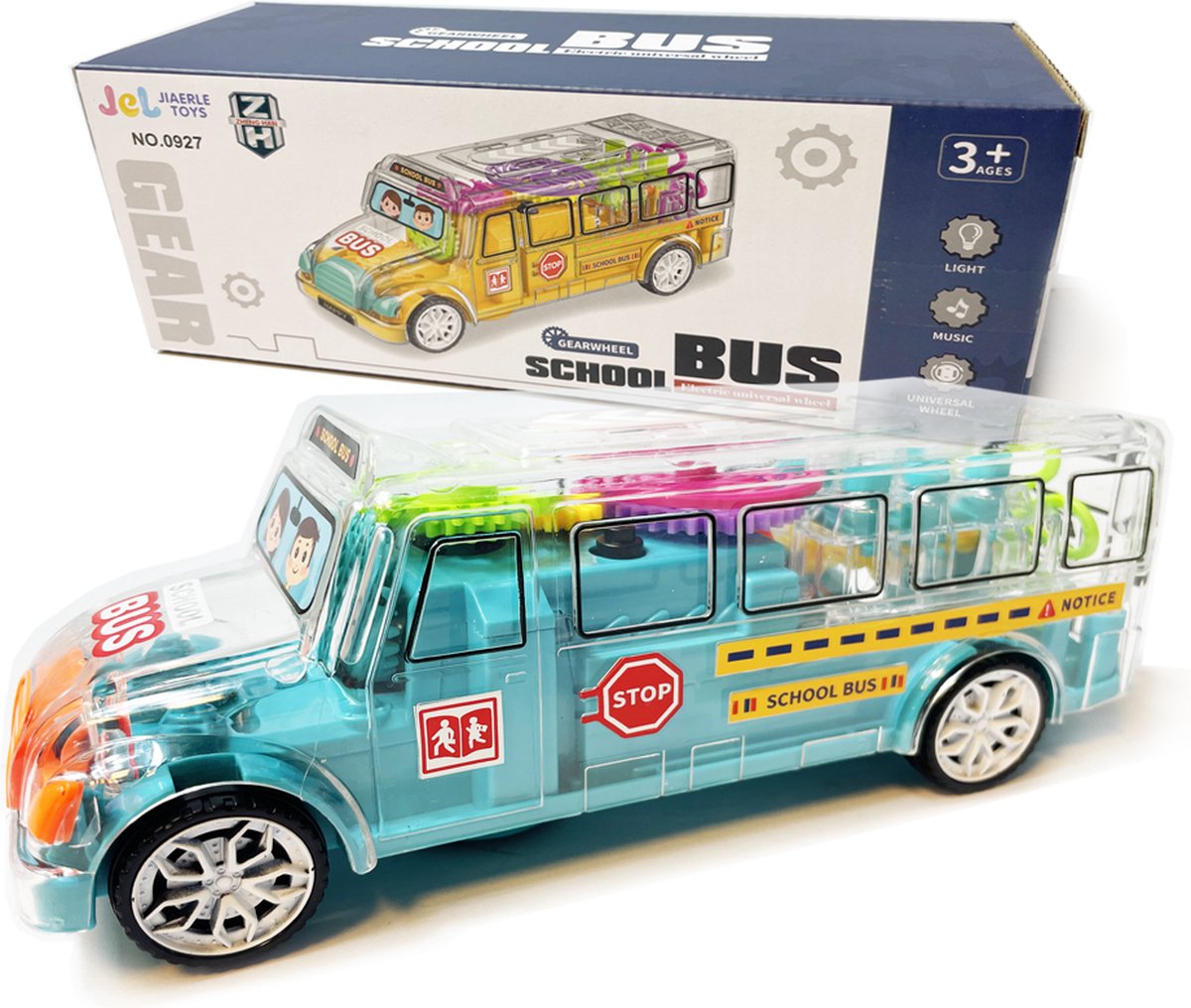 Speelgoed schoolbus - GearWheel - met lichtjes en muziek - rijdt all round - 20cm