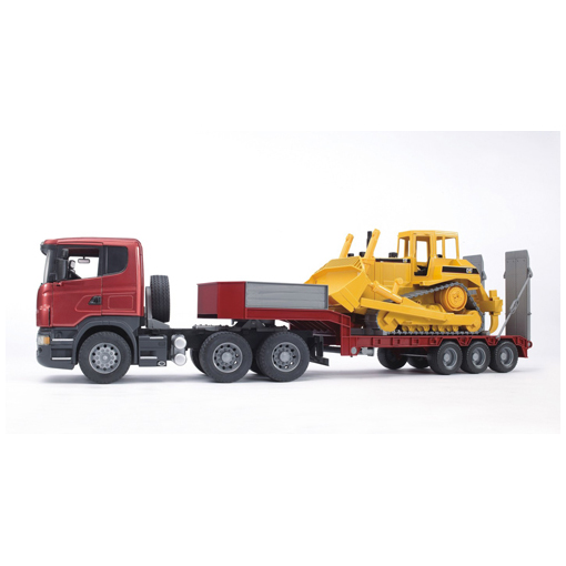 Bruder Vrachtwagen Scania+Caterpillar