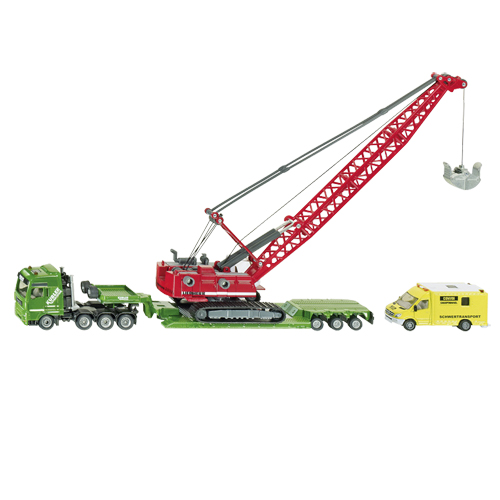 Vrachtwagen Siku Zwaartransport Met Rupskraan 1834