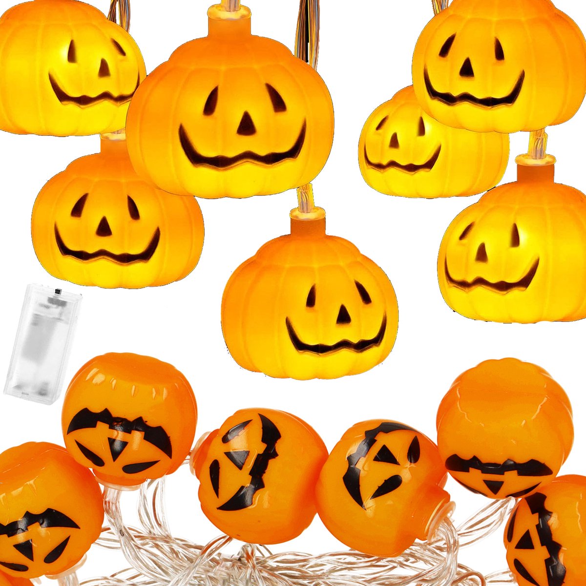 Springos Halloween Decoratie - Lichtslingers - Verlichting - Pompoenen - 10 LED