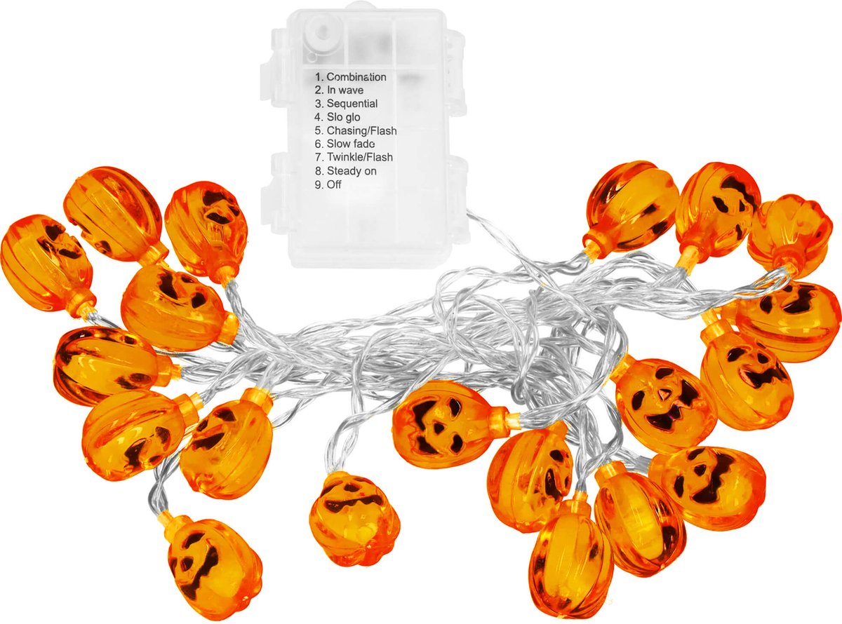 Springos Halloween Decoratie - Lichtslingers - Verlichting - Pompoenen - 20 Led