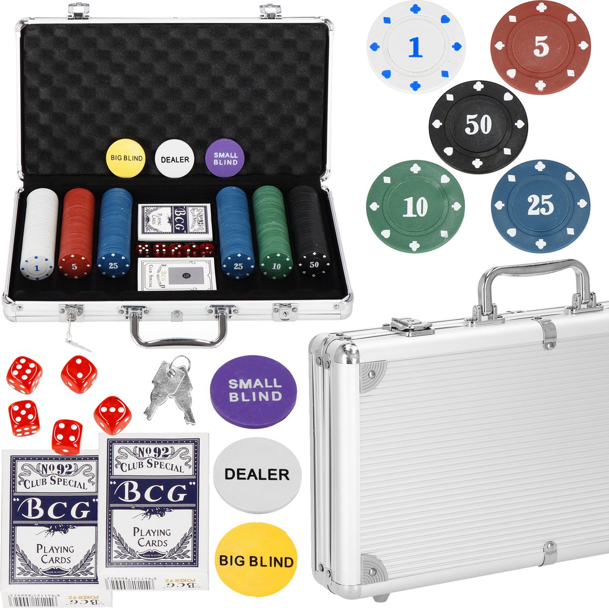 Springos   - 300 Chips - Inclusief Koffer - Poker