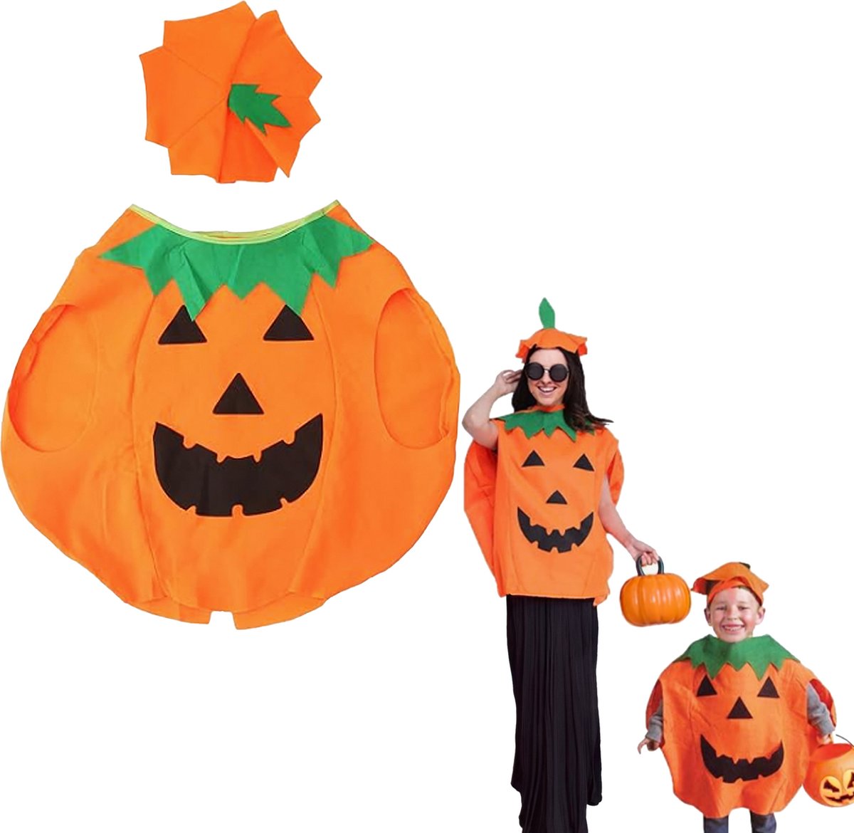 Springos Pompoenkostuum - Halloween - Voor Kinderen - Verkleedkleding - Oranje