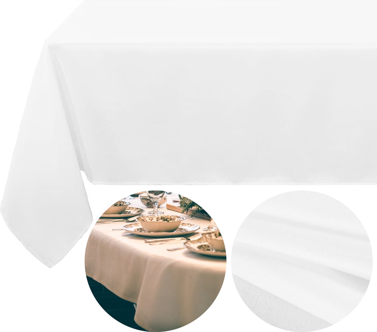 Springos Tafelkleed -Kerst - Klassiek- Wit - Polyester - 220 x140 CM