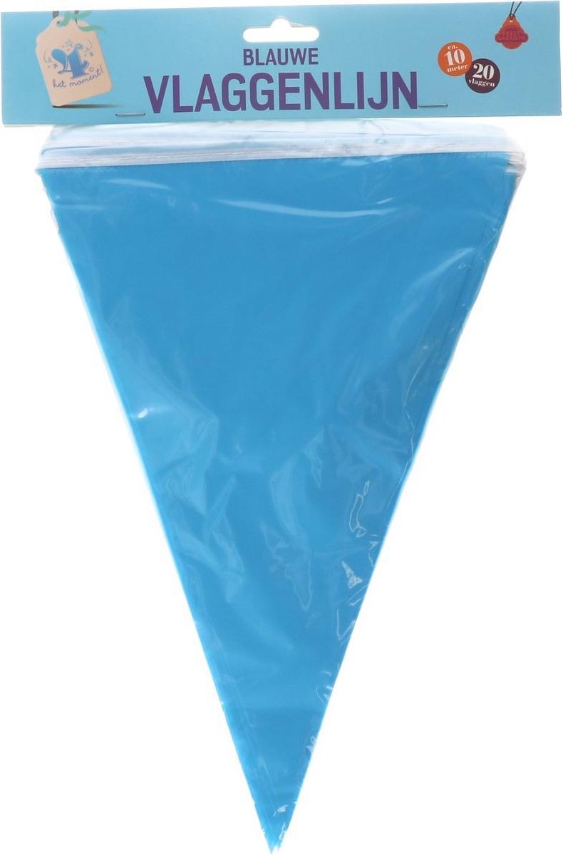 Vlaggenlijn blauw 10 meter 20 vlaggen