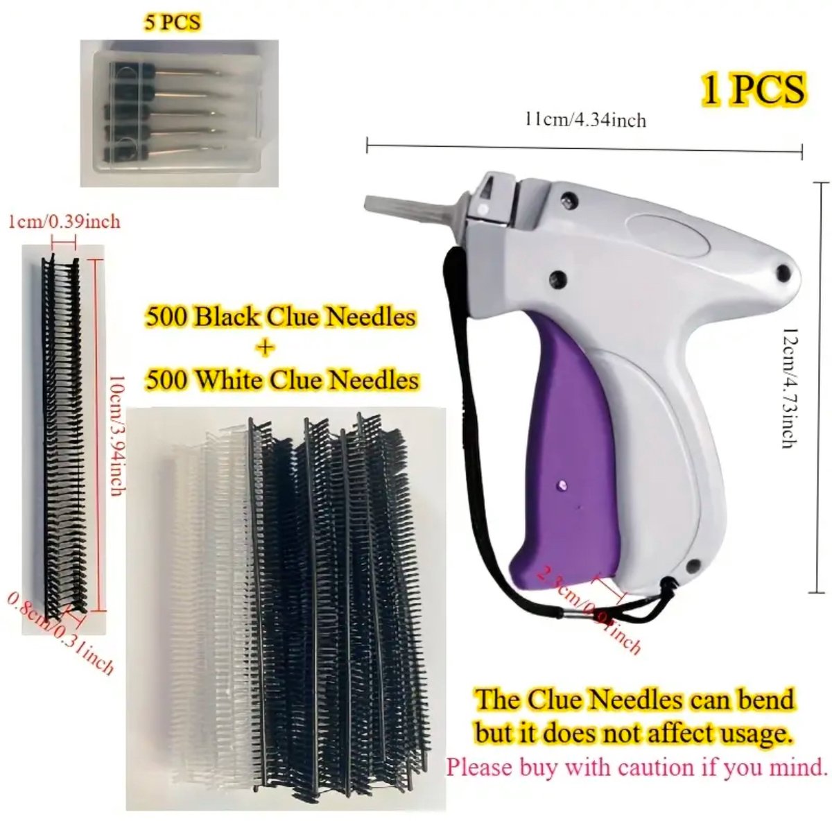 Textielpistool Starterset - Kleding Label Pistool - stitchy DIY - 1000 Plastic Naalden - Snelle Kledingfixer - Speedy Clothing Fixer - Snel Kledingfixeerapparaat - Tagging, Steekgereedschap Voor Kleding