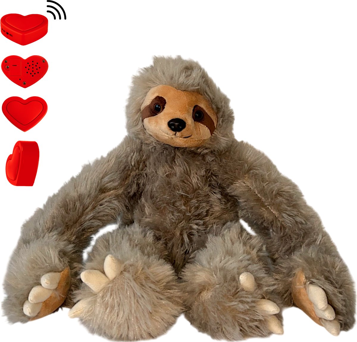 The Hugify Luiaard Knuffel - Met voicerecorder en persoonlijke boodschap - 45 cm