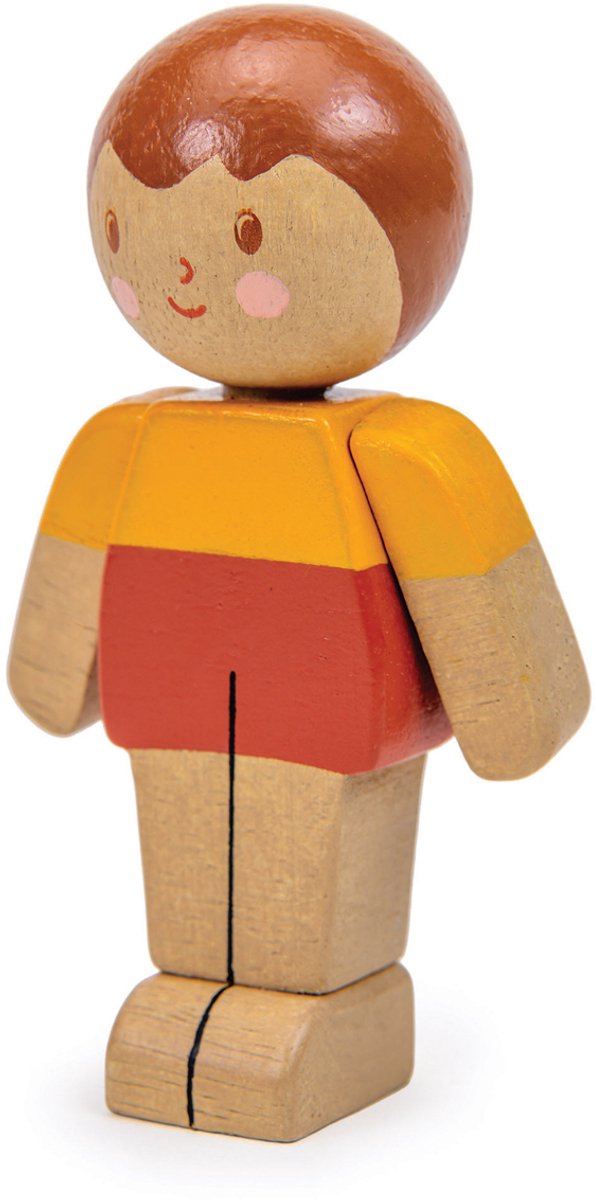 Tender Leaf poppenhuis popje jongen - Caramel familie houten speelgoed.