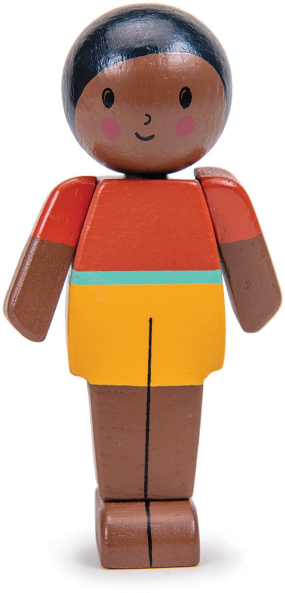 Tender Leaf poppenhuis popje mokka vader - houten speelgoed pop.