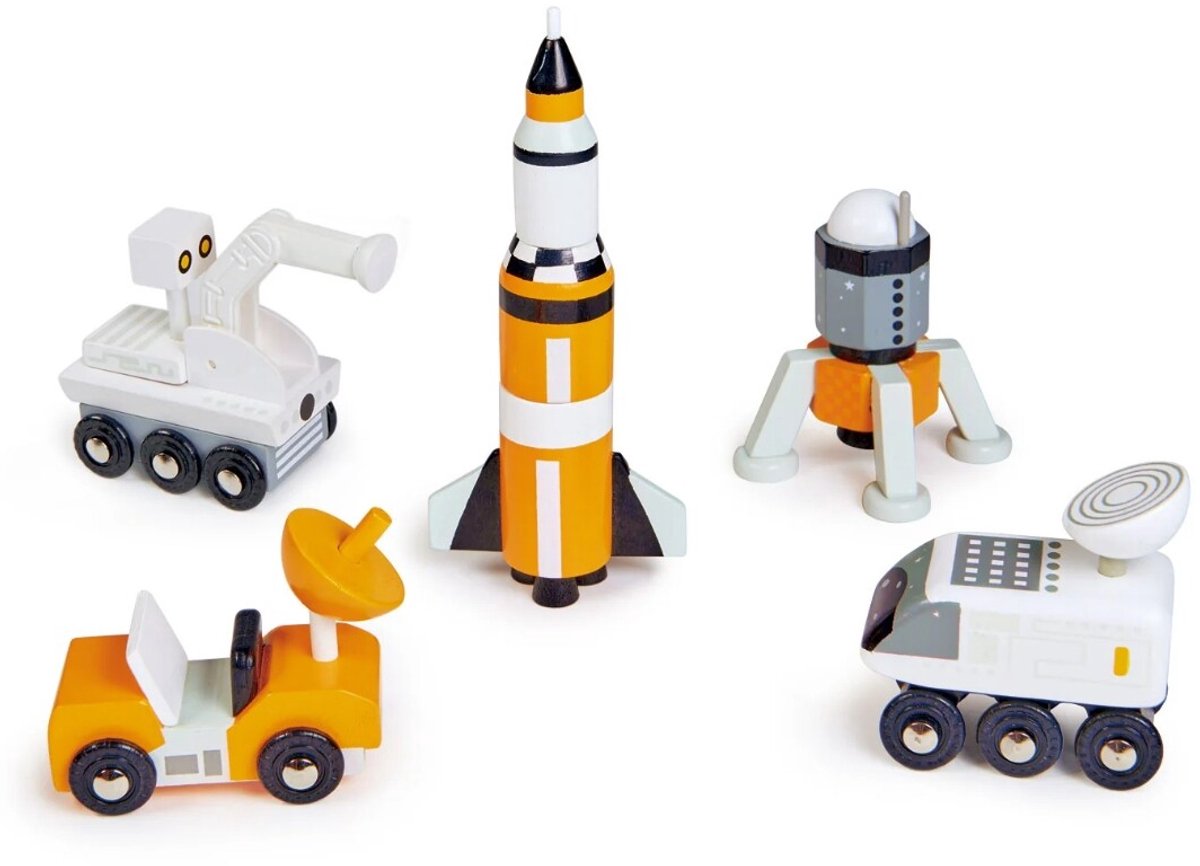 Tender Leaf ruimtevaart speelgoedset - houten ruimtereiziger voor kinderen.