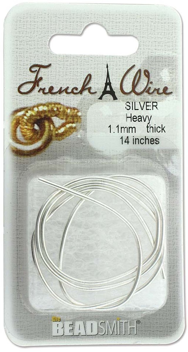BeadSmith French Wire Heavy 1.1mm (Zilver) 35 cm