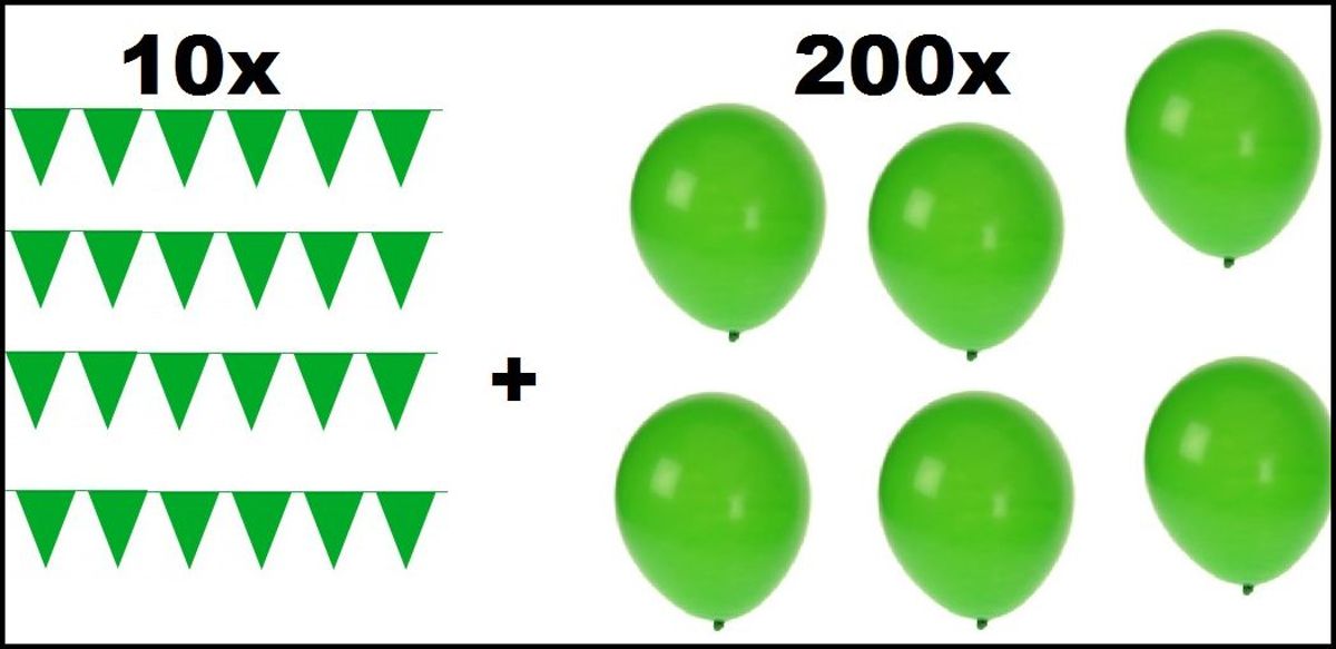 10x   10 meter + 200 Ballonnen groen