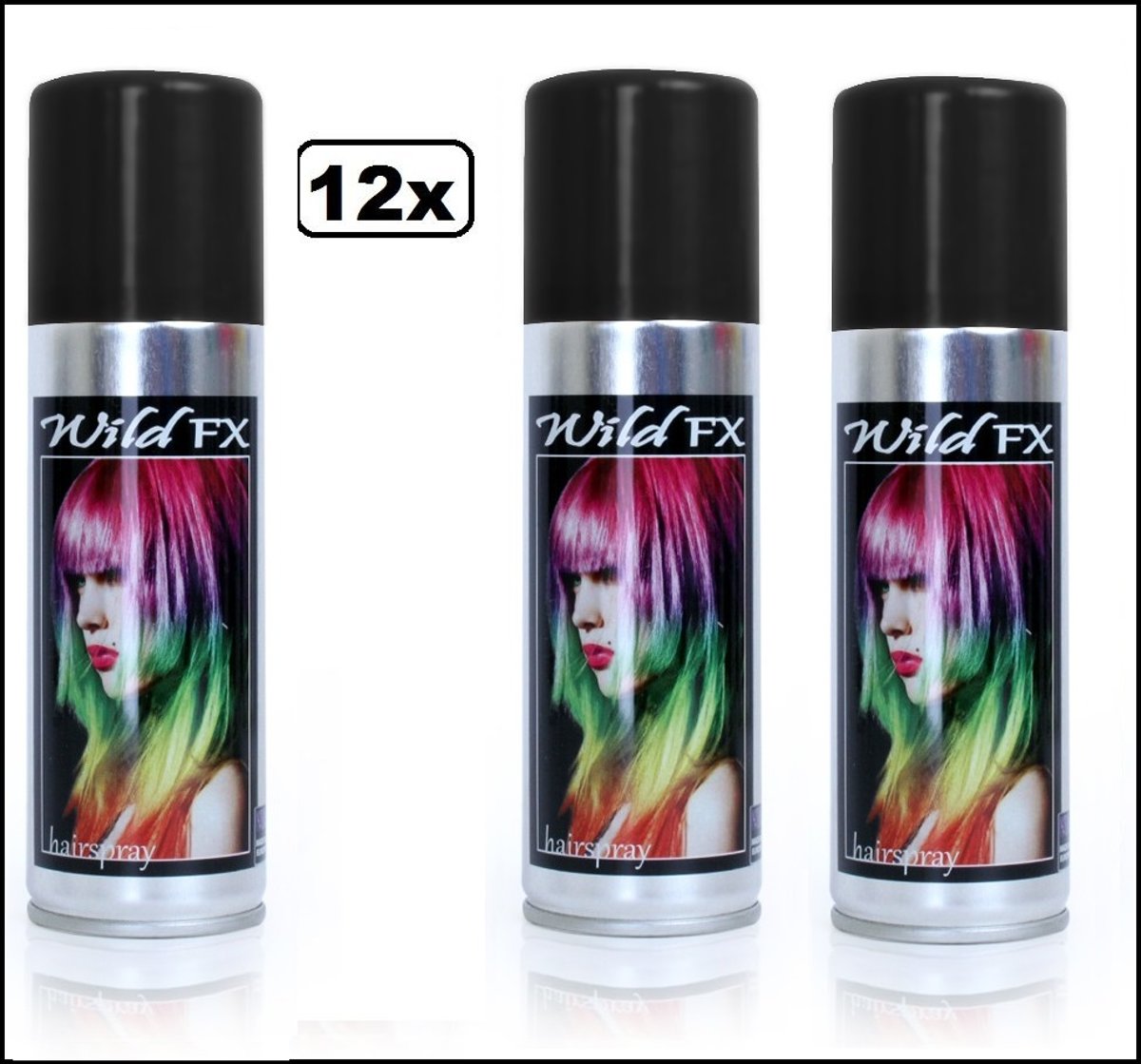 12x Haarspray zwart 125 ml