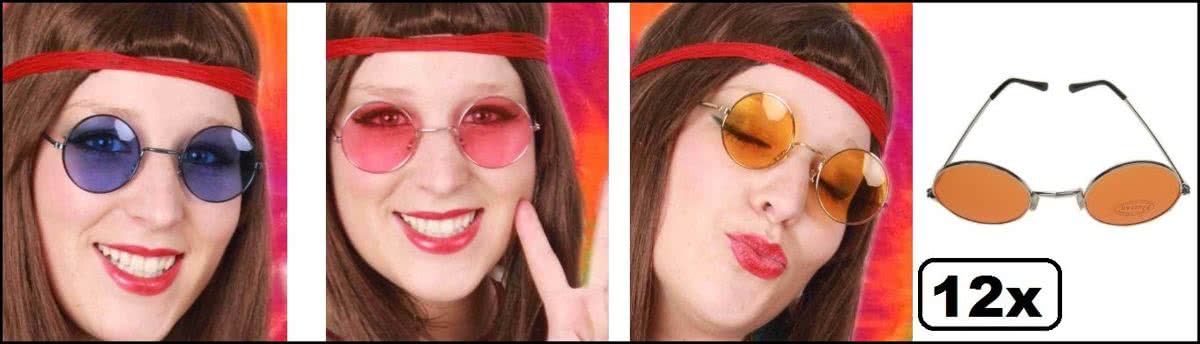 12x Hippie bril in 4 kleuren.