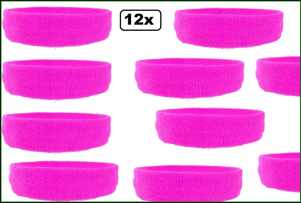 12x Hoofdband Neon Roze