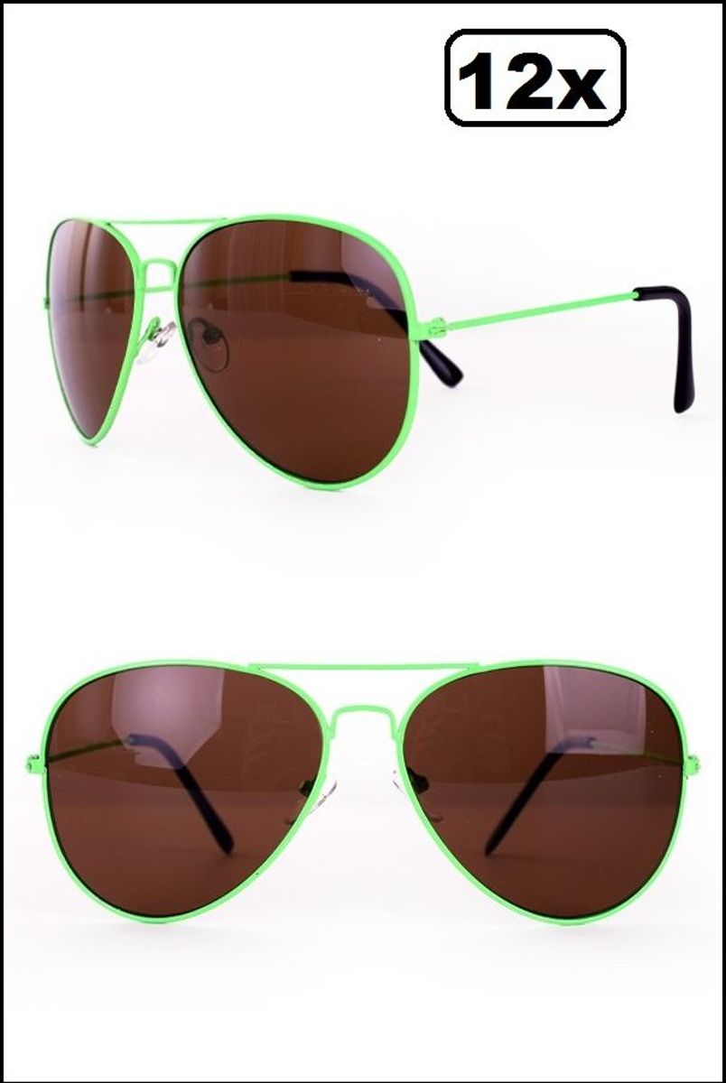 12x Pilotenbril fluo Groen