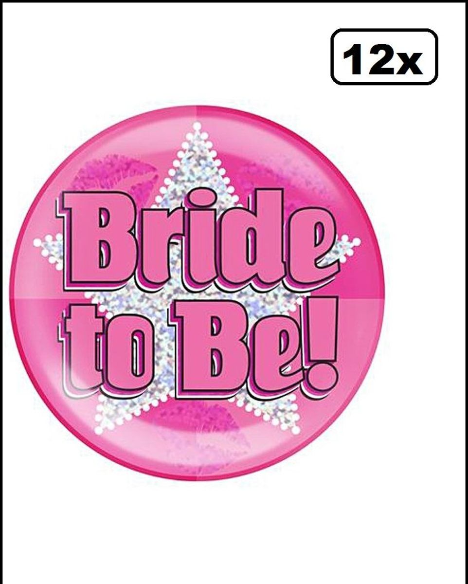 12x Super Button holograpic BRIDE TO BE 15cm