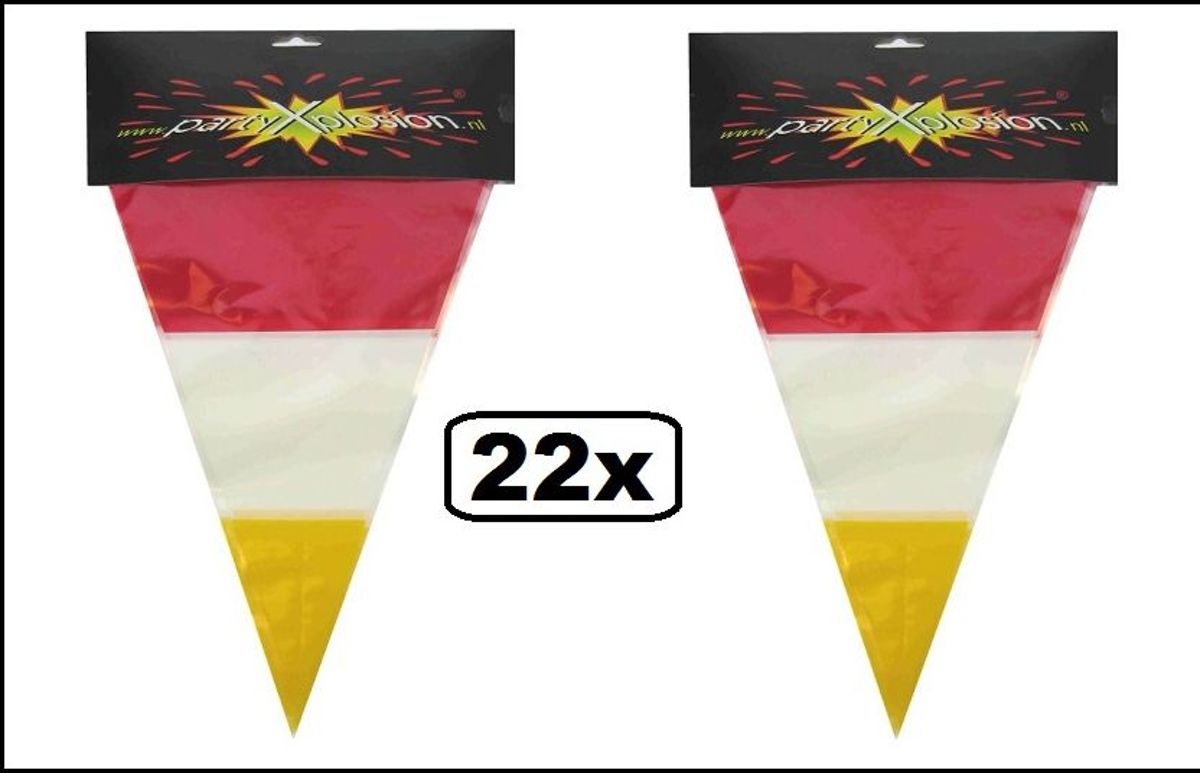 22x Vlaggenlijn rood/wit/geel 10 meter