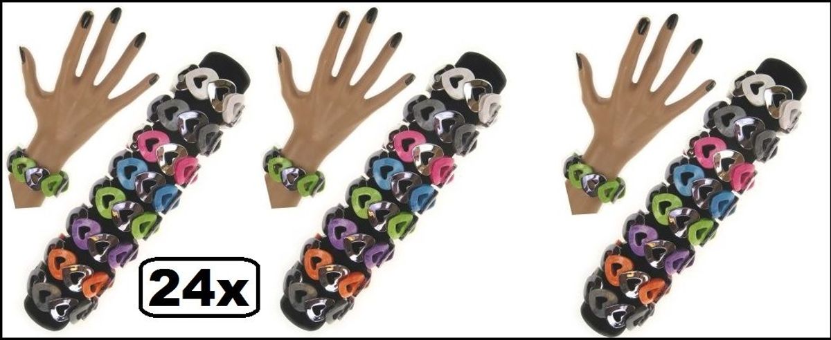24x Armband hartjes assortie kleuren