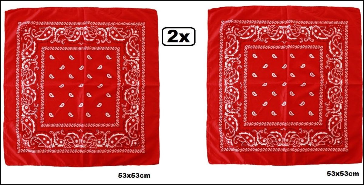 2x Rode Boeren zakdoek 53x53cm