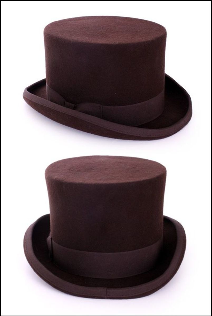 2x Tophat wolvilt bruin met elastische band mt.57