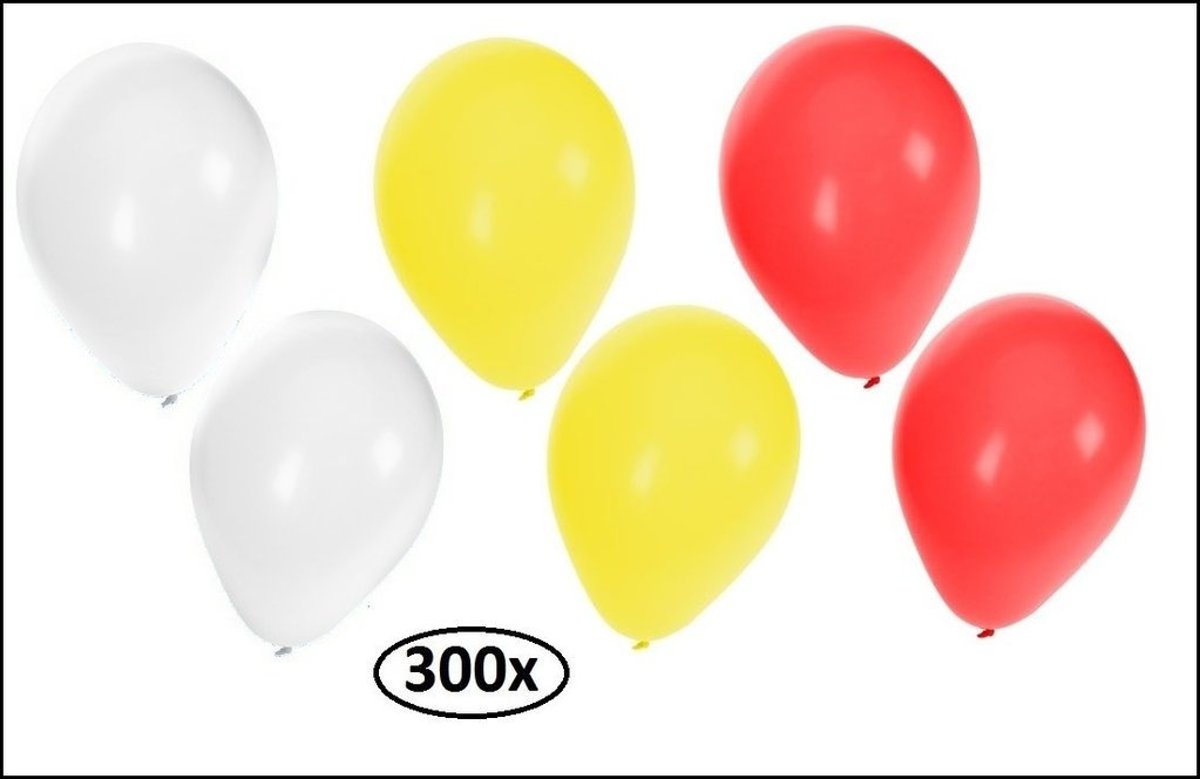 300x Ballonnen rood/wit/geel