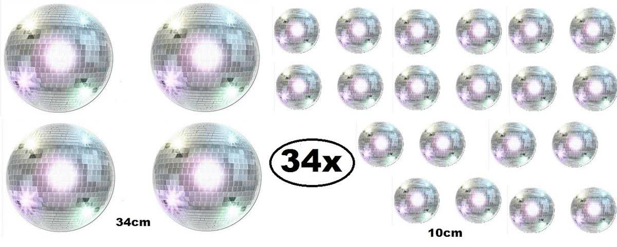 34x Wandposter Discobal plat assortie
