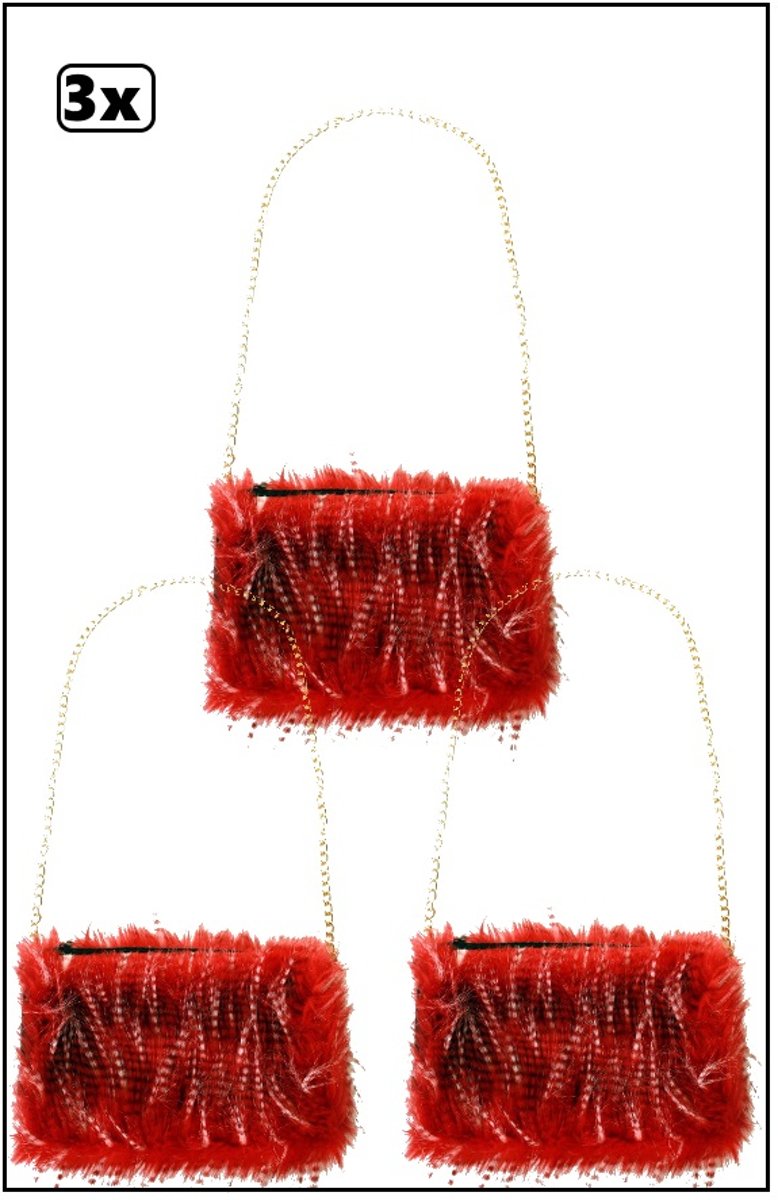 3x Schoudertas handwarmer pluche rood