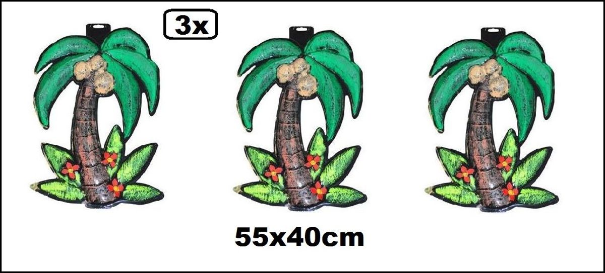 3x Wand deco Palmboom Tropical 40x55cm