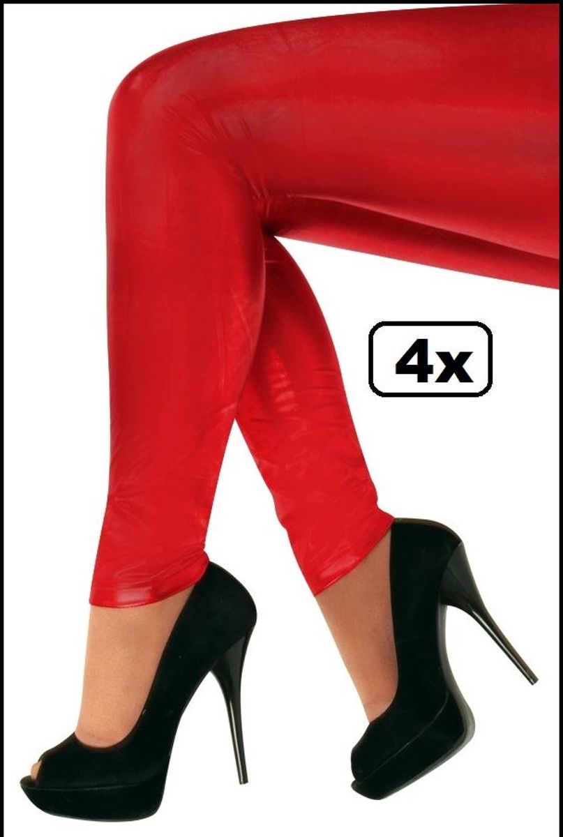 4x Legging 60 denier rood maat S/M