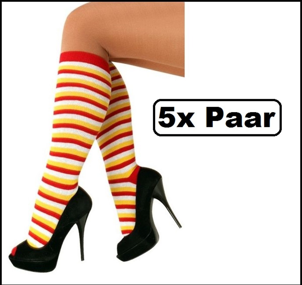 5x Doruskousen rood/wit/geel one size