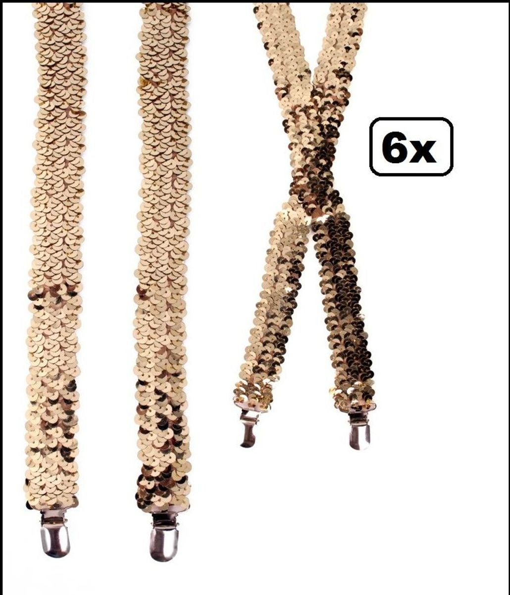 6x Bretel pailletten goud