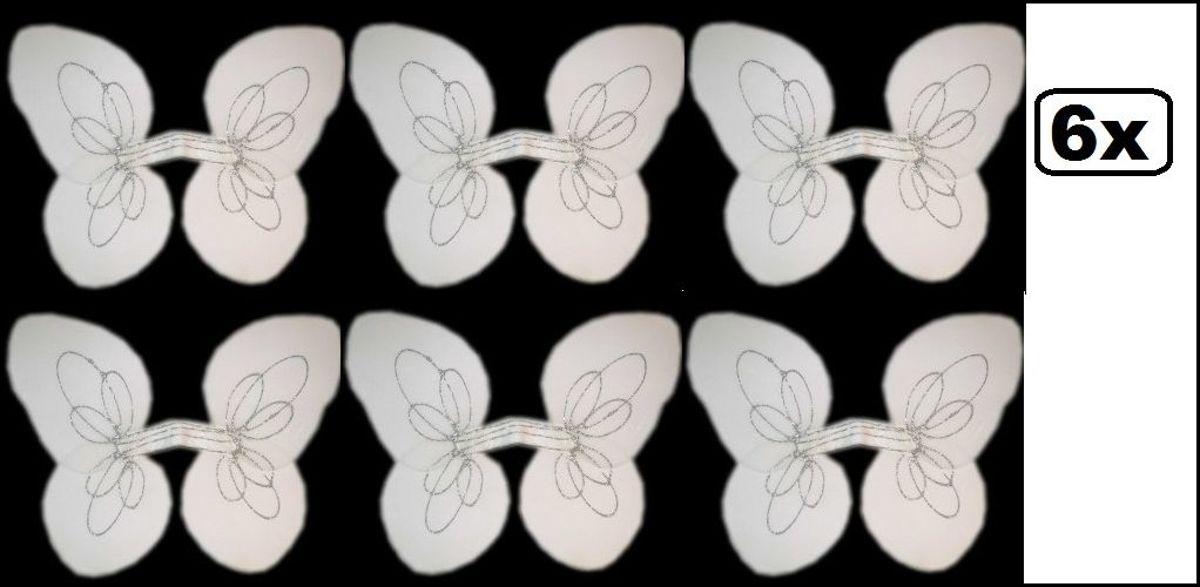 6x Engelen vleugels wit + glitters volwassenen