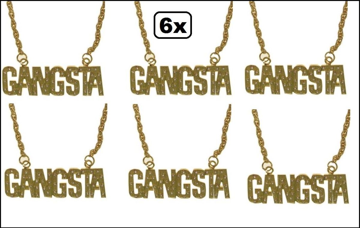 6x Halsketting GANGSTA goud
