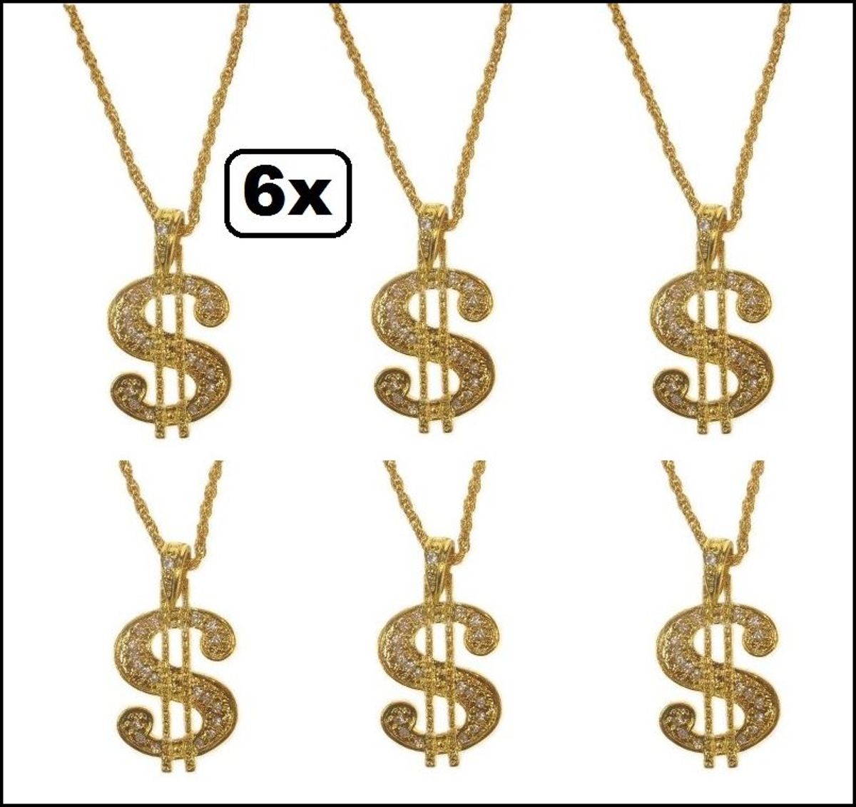 6x    luxe Dollar groot goud