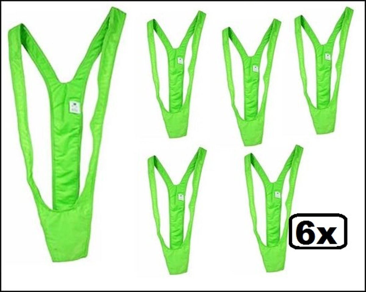 6x Mankini fluor groen