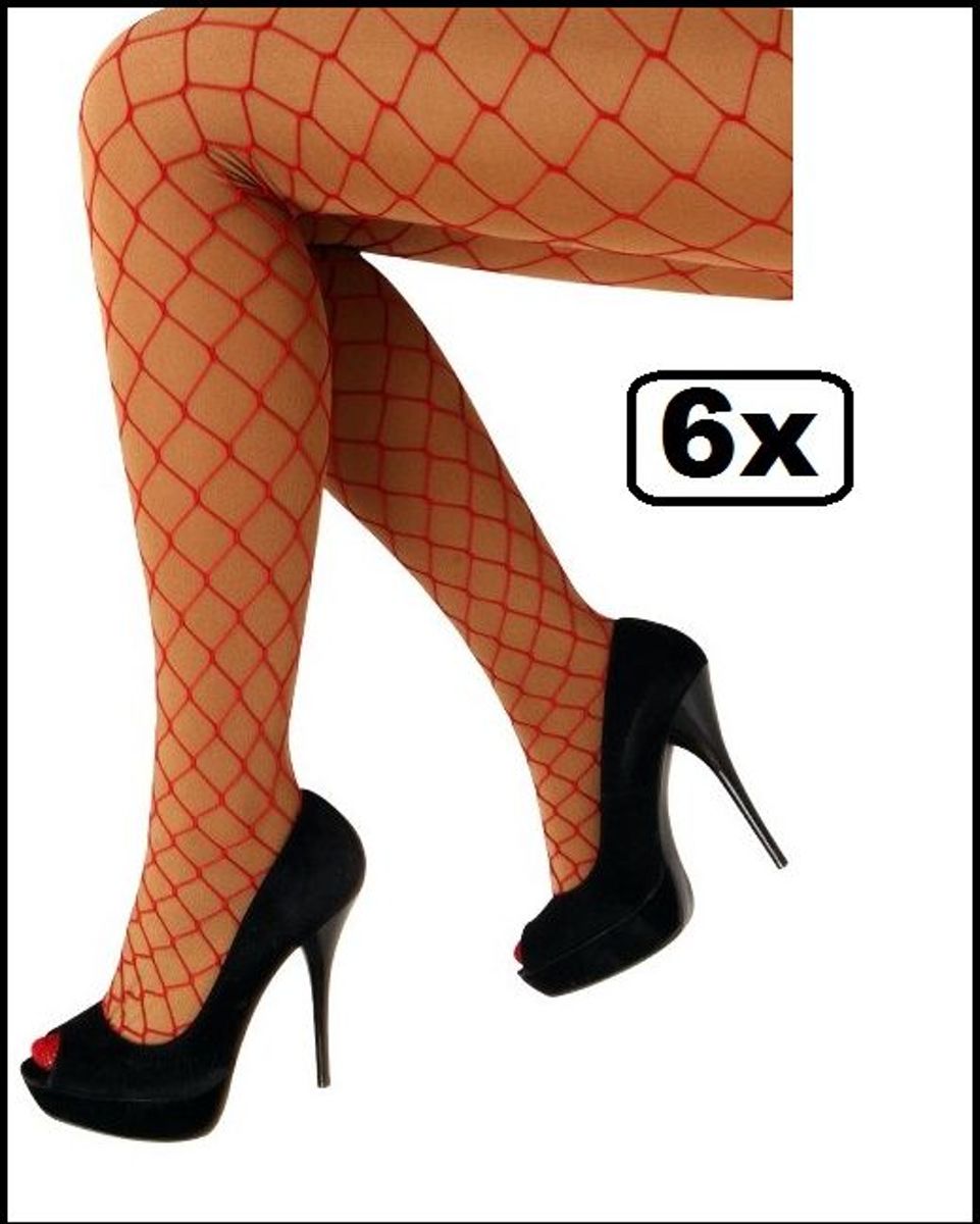 6x Netpanty rood grote mazen