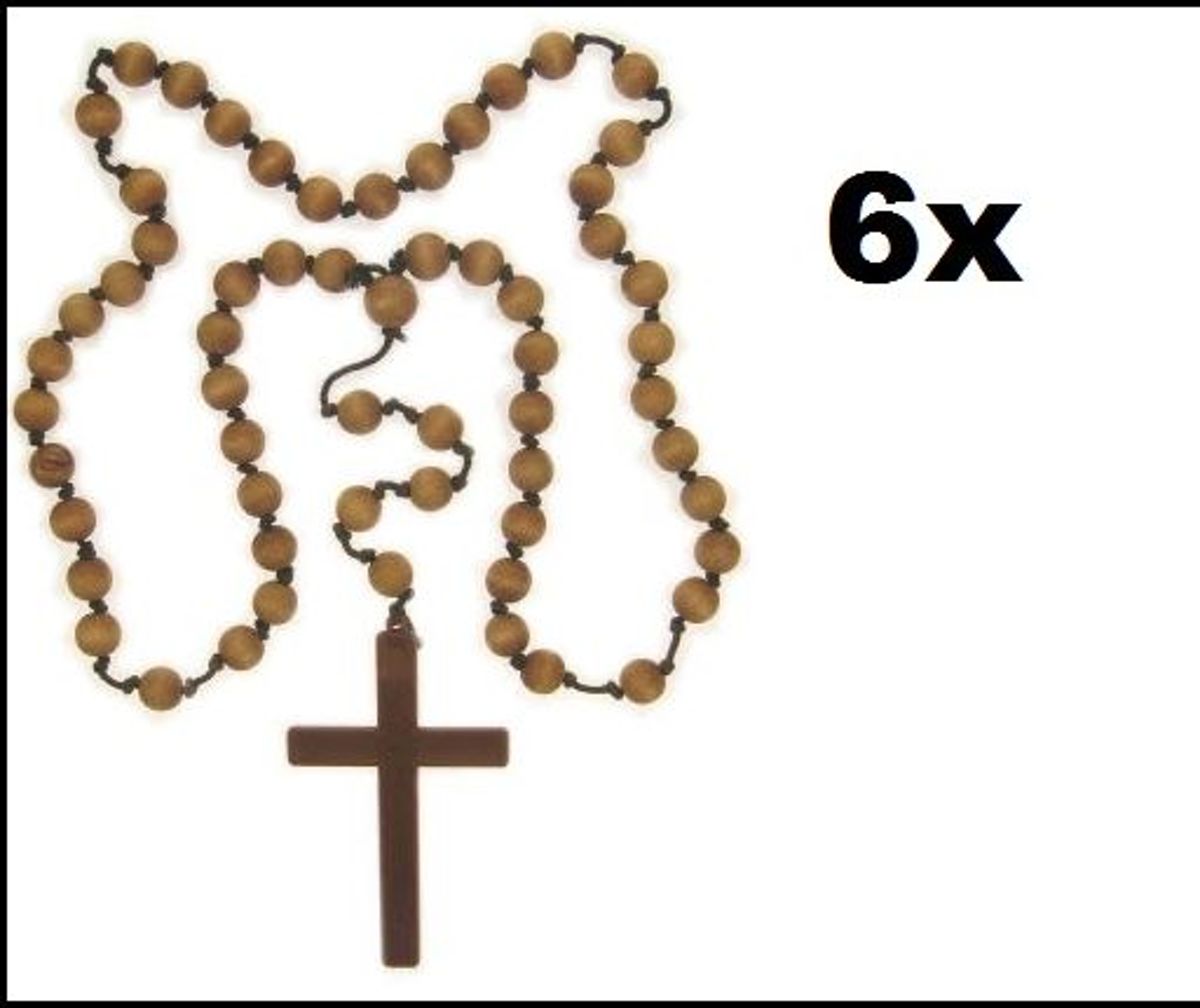 6x Paterskruis / monnikskruis met kralen ketting