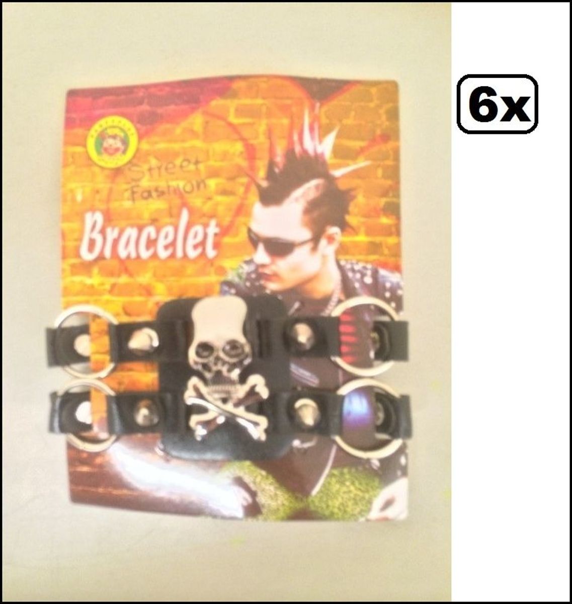6x Punk armband met ringen luxe