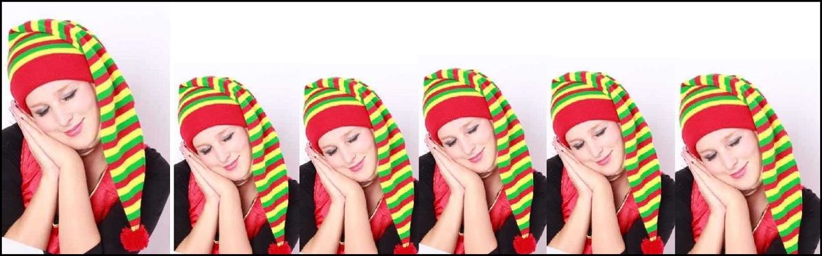 6x Slaapmuts luxe rood/geel/groen