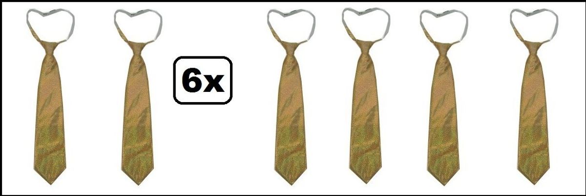 6x Stropdas hologram glitter goud