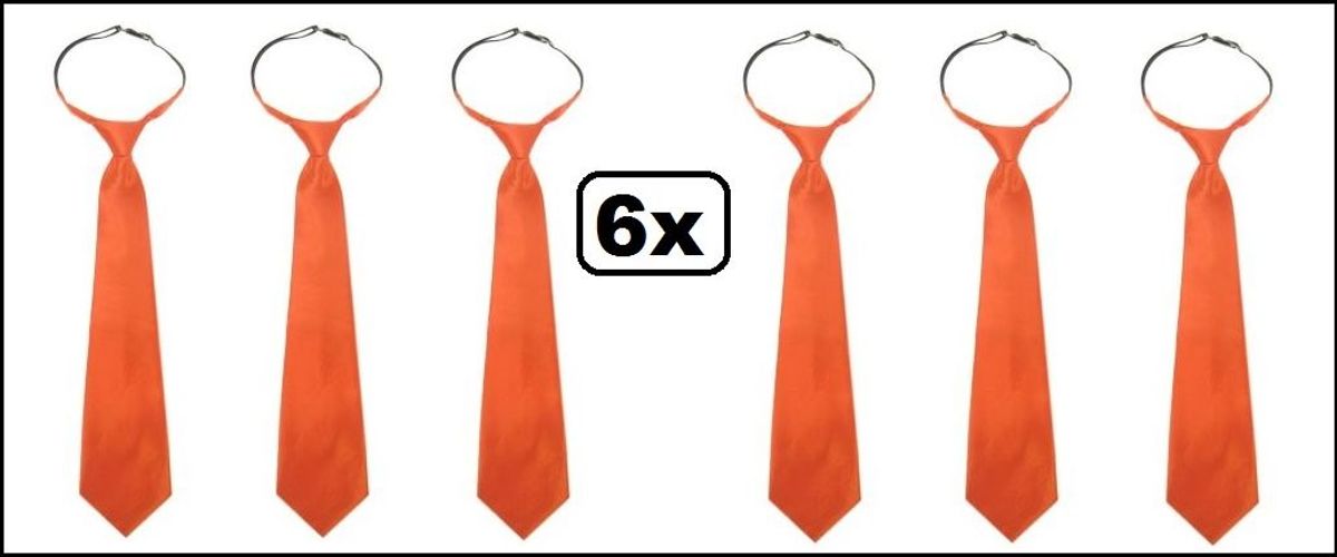 6x Stropdas oranje effen