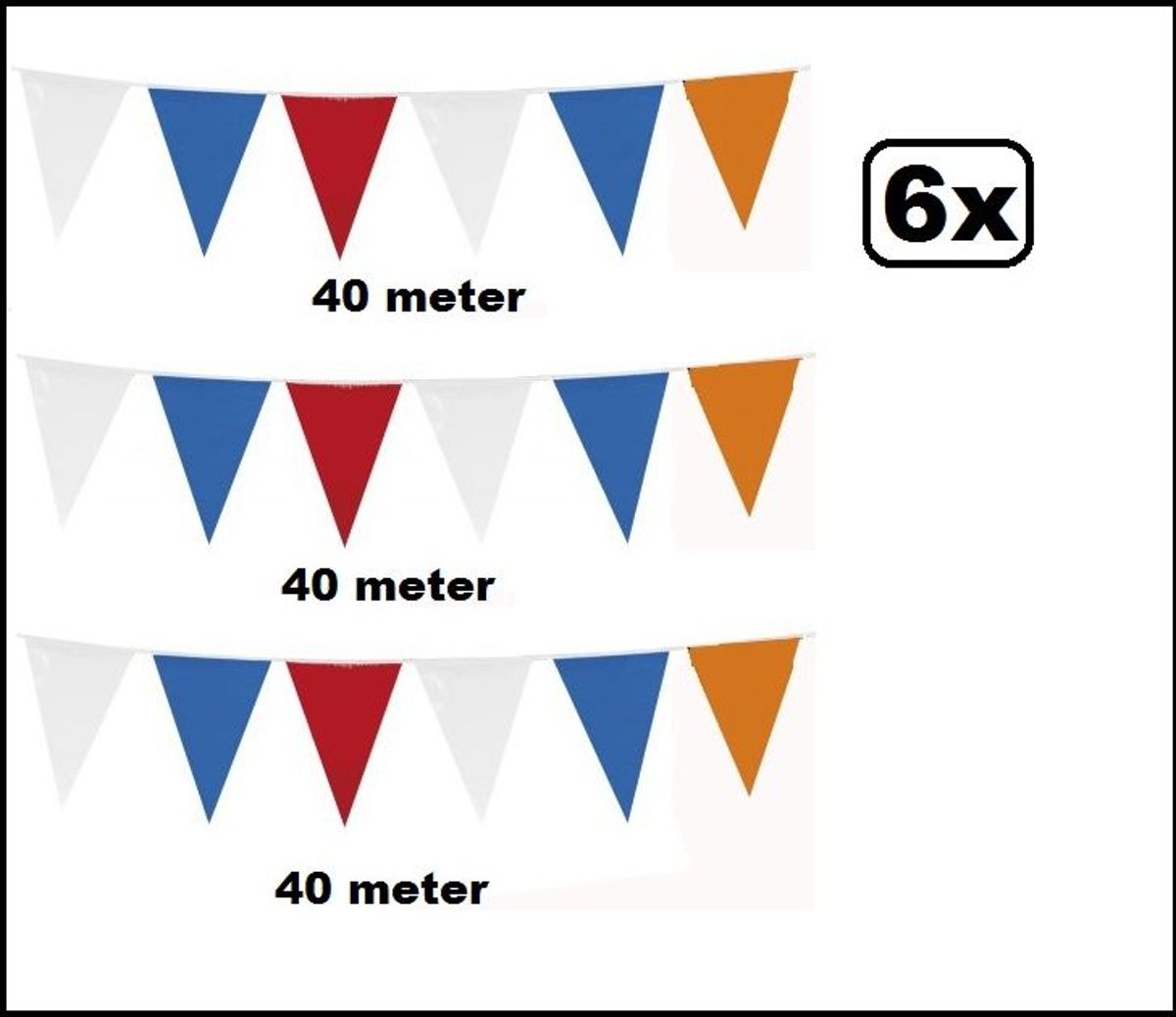 6x   Holland  oranje/rood/wit/blauw 40 meter
