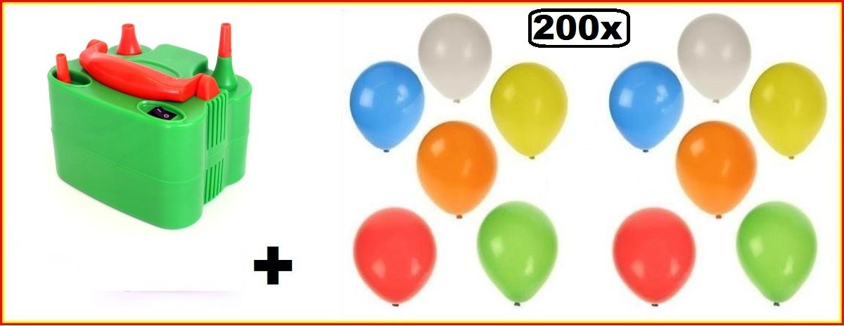  electrisch oranje/groen + 200 ballonnen kleur