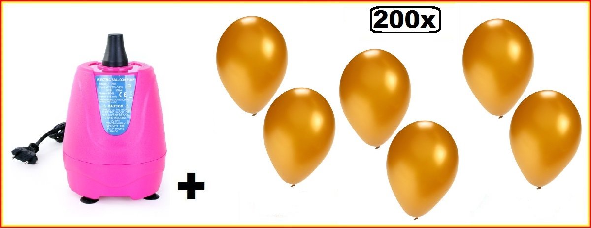   electrisch roze + 200 ballonnen goud