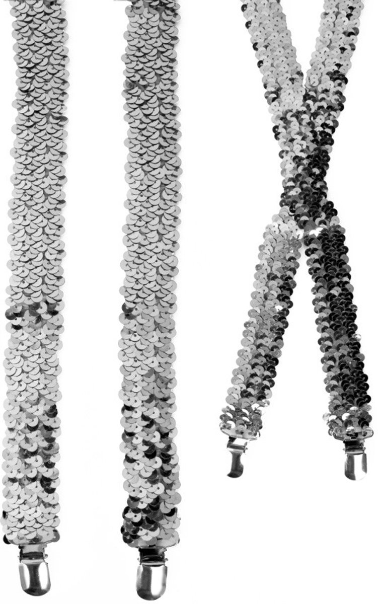 Bretels pailletten zilver