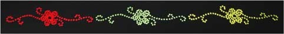 Hotfix transfer decor lijntje rood/geel/groen 6x36 cm