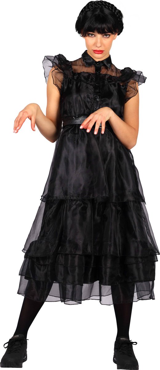 Ballroomjurk Zwart dames - Bekend van de serie Wednesday - Maat 2XL