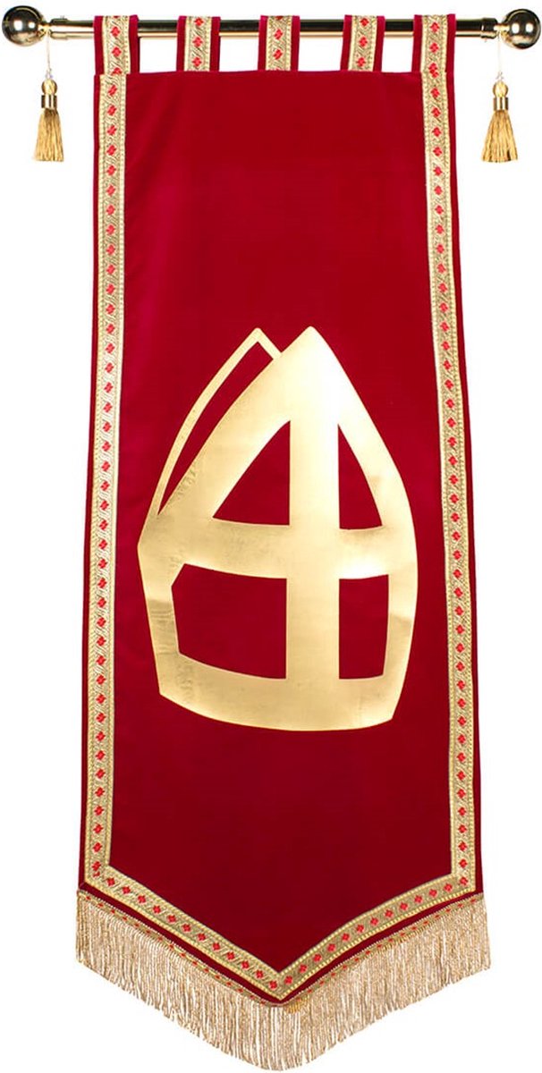 Banner sinterklaas luxe rood 160 x 65 cm