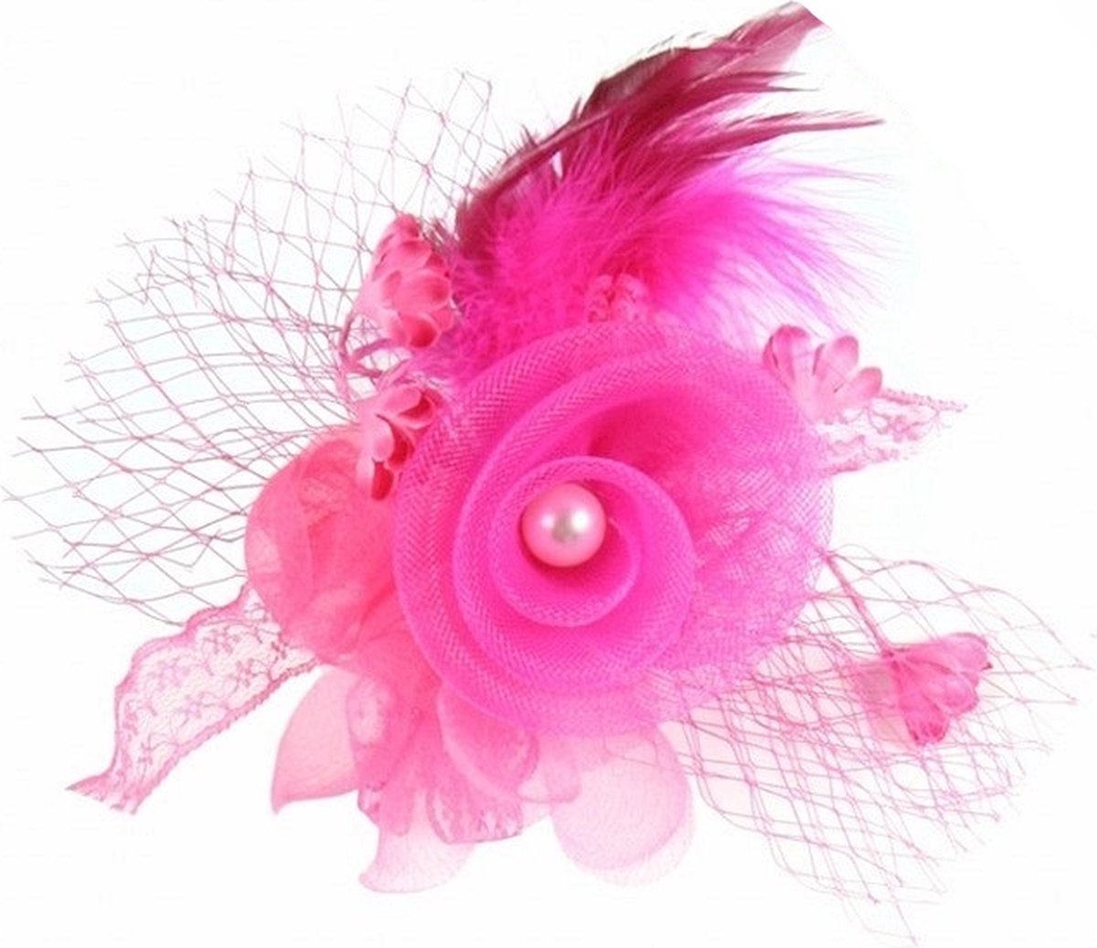 Decoratie Speld - Bloem met Parel - Roze